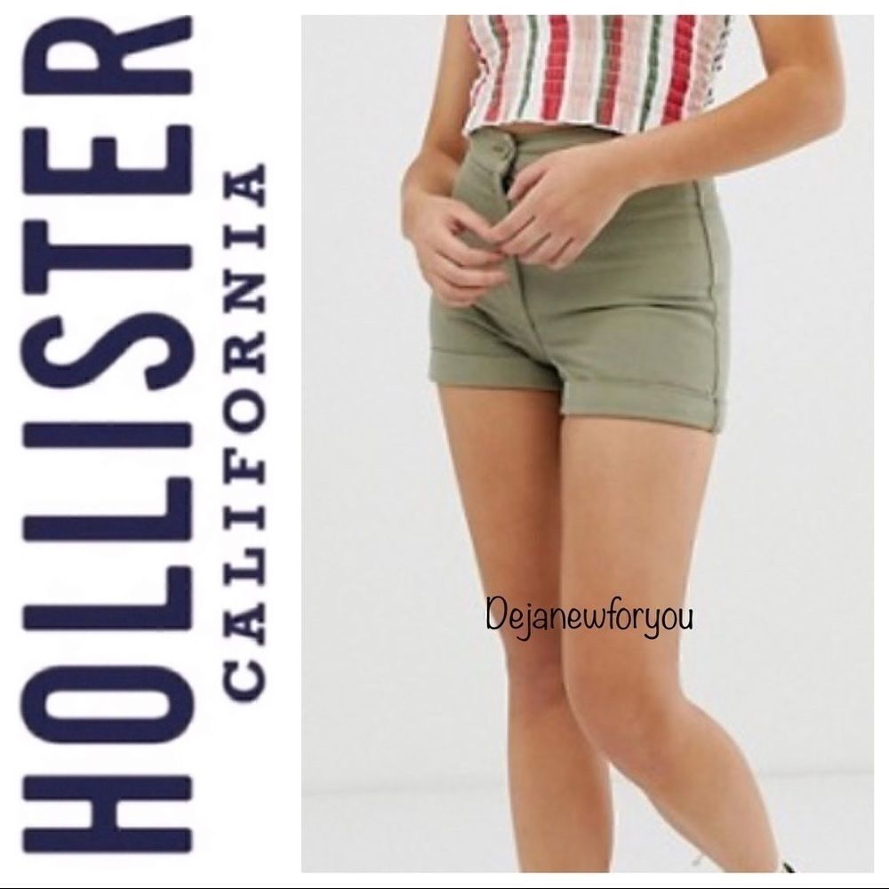 Hollister Olive Green Denim Shorts  Size 5 W27